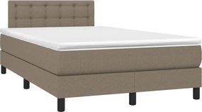 vidaXL Κρεβάτι Boxspring με Στρώμα &amp; LED Taupe 120x190 εκ. Υφασμάτινο