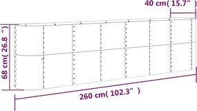 vidaXL Ζαρντινιέρα Ασημί 260x40x68 εκ. Γαλβανισμένος χάλυβας