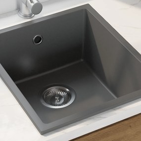vidaXL Νιπτήρας Κουζίνας  με Τρύπα Υπερχείλισης Γκρι Γρανίτη