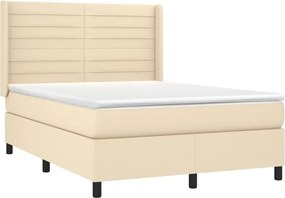 vidaXL Κρεβάτι Boxspring με Στρώμα Κρεμ 140x200 εκ. Υφασμάτινο