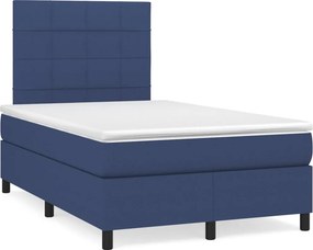 vidaXL Κρεβάτι Boxspring με Στρώμα Μπλε 120x200 εκ. Υφασμάτινο