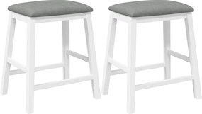 vidaXL Καρέκλες μπαρ με μαξιλάρια 2 τεμάχια Λευκό μασίφ ξύλο καουτσούκ
