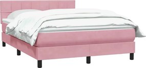 vidaXL Box Spring κρεβάτι με στρώμα ροζ 140x220 cm Βελούδινο