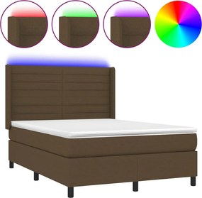 vidaXL LED Κρεβάτι με βάθρο με κεφαλάρι ύφασμα