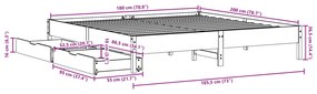 Σκελετός Κρεβατιού Χωρίς Στρώμα 180x200 εκ Μασίφ Ξύλο Πεύκου - Καφέ