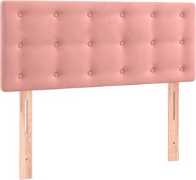 vidaXL Κρεβάτι Boxspring με Στρώμα Ροζ 90x200 εκ. Βελούδινο