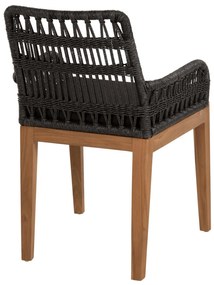 Καρέκλα - Πολυθρόνα STARDOM C9760.02 Μελί Ξύλο Teak με Μαύρο Σχοινί 57x65x83Yεκ. 57x65x83 εκ.
