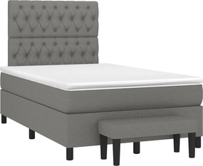 vidaXL Κρεβάτι Boxspring με Στρώμα Σκούρο Γκρι 120x190 εκ Υφασμάτινο