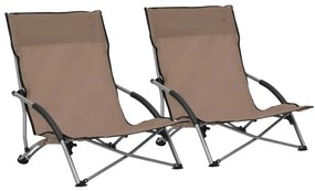 vidaXL Καρέκλες Παραλίας Πτυσσόμενες 2 τεμ. Taupe Υφασμάτινες