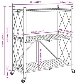 ΡΑΦΙ ΑΠΟΘΗΚΕΥΣΗΣ ΣΕ ΡΟΔΕΣ ΜΑΥΡΟ 71X34X88 CM ΑΤΣΑΛΙ 4012385