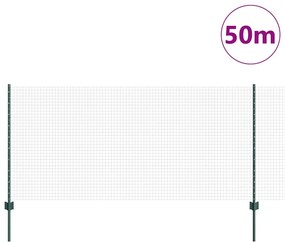 vidaXL Φράχτης με Στήλες. Πράσινο 1 x 50 m Ατσάλι