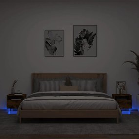 vidaXL Κομοδίνα με Φώτα LED 2 τεμ. Καπνιστή Δρυς 40 x 39 x 37 εκ.