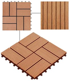 vidaXL Πλακάκια Deck 11 τεμ. Χρώμα Teak 30 x 30 εκ. 1 μ² από WPC