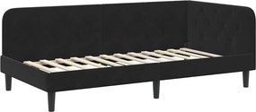 vidaXL Κρεβάτι Γωνίας Μαύρο 100 x 200 cm Βελούδο