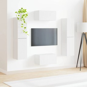 vidaXL Σετ επίπλου τηλεόρασης 6 pcs Λευκό Επεξεργασμένο ξύλο