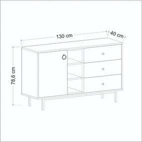 Stewehome Κονσόλα με συρτάρια και ντουλάπι Γκρι 130x40x78 cm