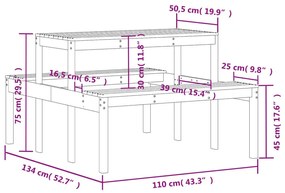 Τραπέζι Πικνίκ 110 x 134 x 75 εκ. από Μασίφ Ξύλο Ψευδοτσούγκας - Καφέ