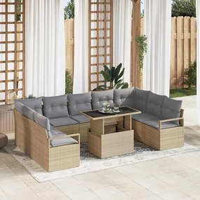 vidaXL Σετ Καναπέ Κήπου 10 pcs μπεζ και ανοιχτό γκρι 100 x 55 x 73 εκ