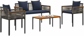 VidaXL Σετ Εξωτερικών Επίπλων Γκρι και Navy Blue συνθετικό ρατάν
