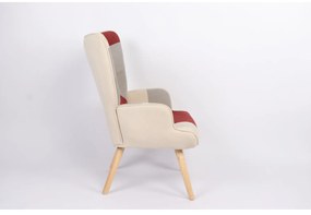 Πολυθρόνα ArteLibre BRIAR Μπορντό/Γκρι Patchwork Ύφασμα/Ξύλο 73x69x96cm