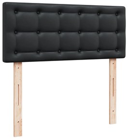 vidaXL Κρεβάτι Boxspring με Στρώμα Μαύρο 120 x 200 εκ. Συνθετικό Δέρμα
