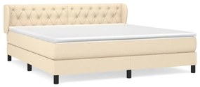 vidaXL Κρεβάτι Boxspring με Στρώμα Κρεμ 160x200 εκ. Υφασμάτινο