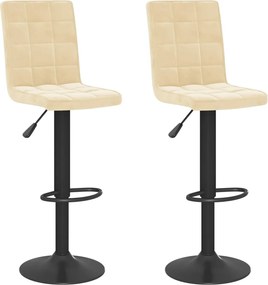 vidaXL Σκαμπό Μπαρ 2 τεμ. Κρεμ Βελούδινα