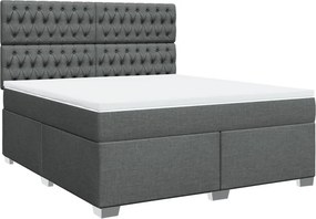 vidaXL Κρεβάτι Boxspring με Στρώμα Σκούρο Γκρι 180x200 εκ Υφασμάτιν