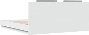vidaXL Πλαίσιο Κρεβατιού με Κεφαλάρι Λευκό 180x200εκ. Μασίφ Επεξ. Ξύλο
