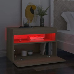 vidaXL Κομοδίνα με LED 2 τεμ. Sonoma Δρυς 60 x 35 x 40 εκ.