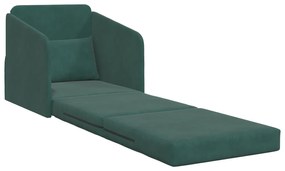 vidaXL Κρεβάτι Δαπέδου 2 σε 1 Σκούρο Πράσινο 65x80x83 εκ Βελούδο