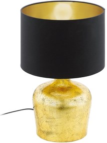 Φωτιστικό Επιτραπέζιο Manalba 95386 Black-Gold Eglo Ατσάλι,Ύφασμα