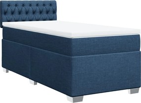 vidaXL Κρεβάτι Boxspring με Στρώμα Μπλε 90x190 εκ.Υφασμάτινο