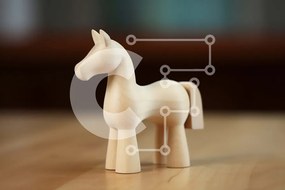 Intra Συλλεκτικό Ξύλινο Παζλ Plywood  4mm - Όμορφη εικόνα ενός ξύλινου αλόγου σε ένα ξύλινο τραπέζι Σε Ξύλινο Κουτί - Διαστάσεις: 10x10 cm – 25 κομμάτια