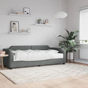 vidaXL Καναπές Κρεβάτι με Στρώμα Σκούρο Γκρι 100 x 200 εκ. Υφασμάτινο