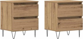 vidaXL Κομοδίνο 2 pcs artisan δρυς 40 x 35 x 50 εκ. Επεξεργασμένο ξύλο