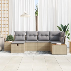 vidaXL 6 Τεμάχια Σετ Καναπέ Κήπου με Μαξιλάρια Μπεζ Πολυεστέρα
