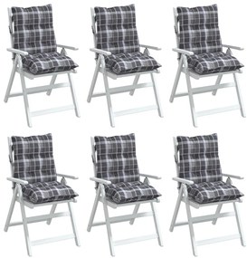 Μαξιλάρια Καρέκλας Χαμηλή Πλάτη 6 τεμ. Γκρι Καρό Ύφασμα Oxford - Πολύχρωμο