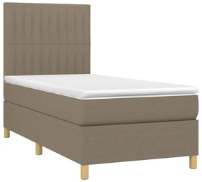 vidaXL Κρεβάτι Boxspring με Στρώμα &amp; LED Taupe 90x200 εκ. Υφασμάτινο