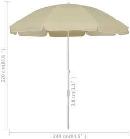 vidaXL Ομπρέλα Θαλάσσης Χρώμα Κίτρινο της Άμμου 240 εκ.