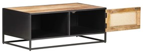 vidaXL Τραπεζάκι Σαλονιού 90x50x35 εκ Ακατ. Ξύλο Μάνγκο/Φυσικό Καλάμι