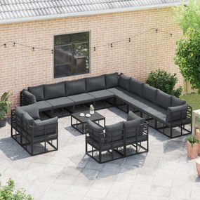 vidaXL Σετ Καναπέ Κήπου 13 pcs Μαύρο 353 x 353 x 71 εκ. Αλουμίνιο