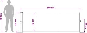 vidaXL Ανακλινόμενος Πλευρικός Απλώστρα 120 x 300 cm Πολυεστέρας