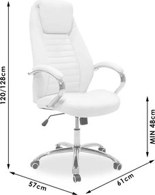 Καρέκλα γραφείου διευθυντή Sonar pakoworld pu σε λευκή απόχρωση