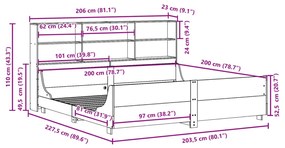 Κρεβάτι Βιβλιοθήκη Χωρίς Στρώμα Λευκό 200x200 εκ Μασίφ Ξύλο - Λευκό