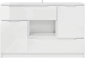 vidaXL Πλαϊνό γραφείο με συρτάρι Υψηλής γυαλάδας λευκό 100 x 30 x 65,6