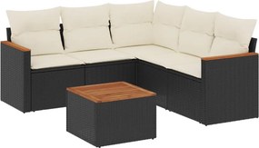 vidaXL Patio Sofa Set 6-θέσια Black and Cream