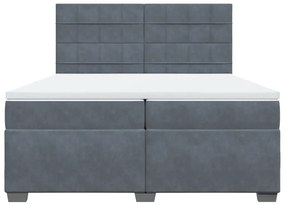 vidaXL Κρεβάτι Boxspring με Στρώμα Σκούρο Γκρι 200x200 εκ. Βελούδινο