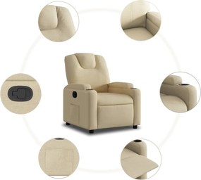 vidaXL Πολυθρόνα Ανακλινόμενη με Κρεμ Ύφασμα από Ύφασμα