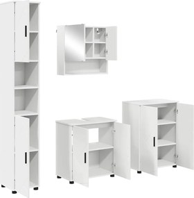 vidaXL Σετ Επίπλων Μπάνιου 4 pcs Λευκό Επεξεργασμένο ξύλο &amp; Μέταλλο